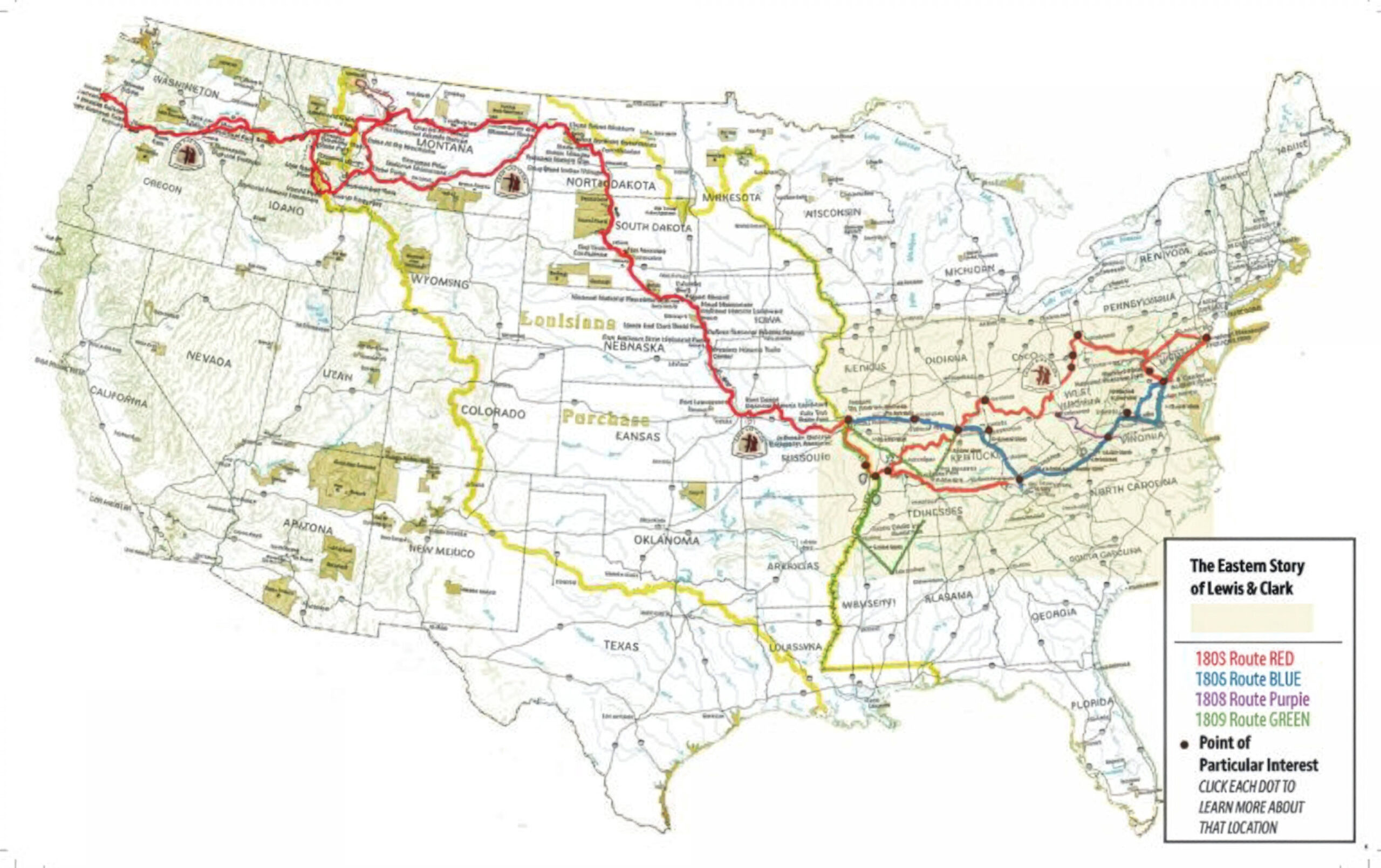 US Lewis and Clark Journey Map
