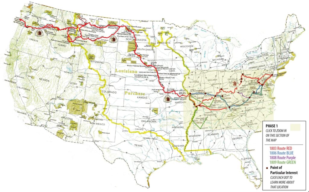 Lewis and Clark Story and Trail Map Coast to Coast