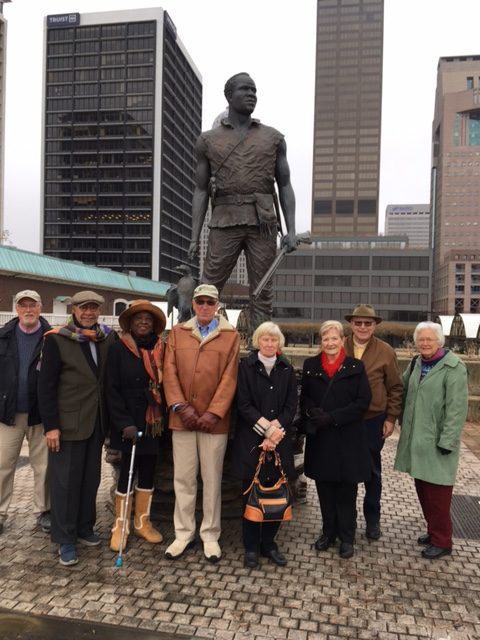 York, Louisville Belvedere, Louisville, KY; Honoring York, Pictured: Jim Holmberg, Ed Hanilton, Bernadette Hamilton, Jerry Robertson, Linda