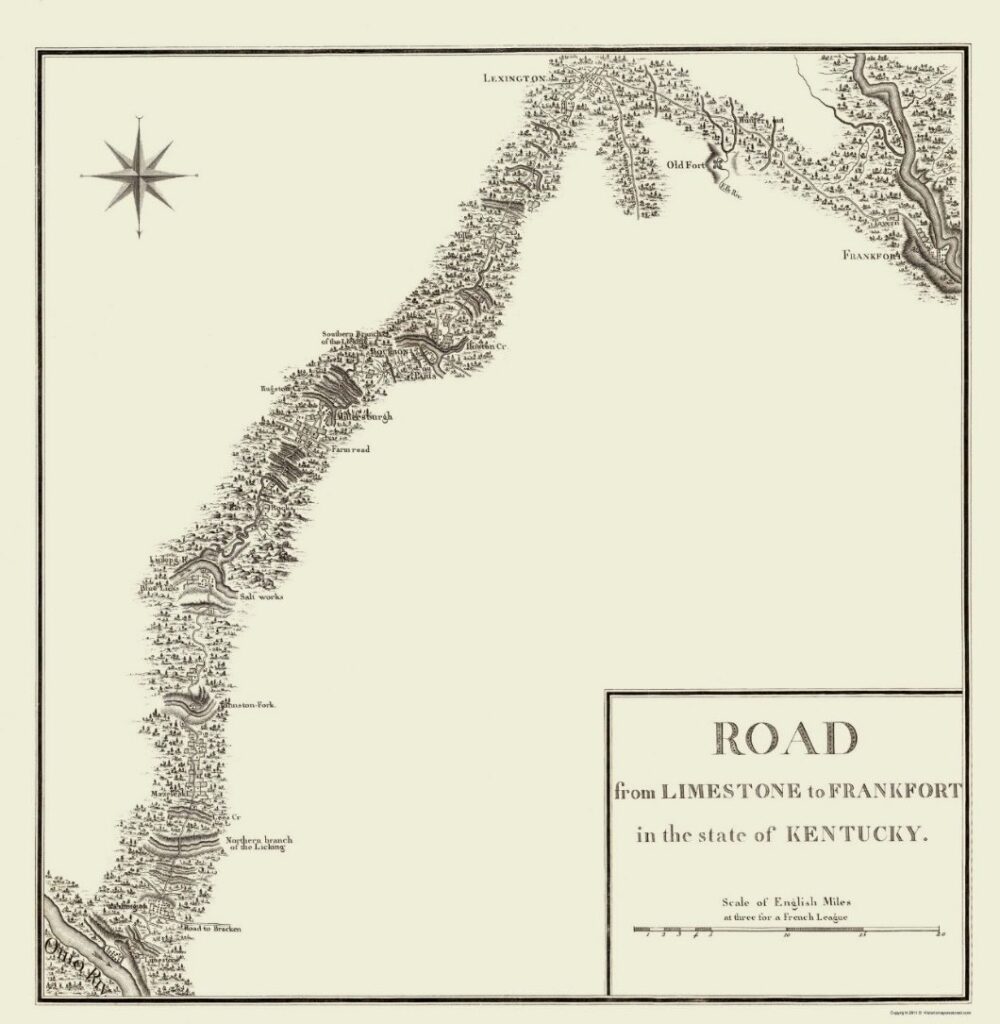 Historic State Map - Kentucky Limestone Frankfort Roads - Bertrand 179 ...