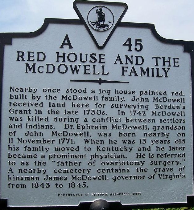 Red House- Home of the McDowell Family Birth Place – Dr. Ephriam McDowell (picture 1 of 2)